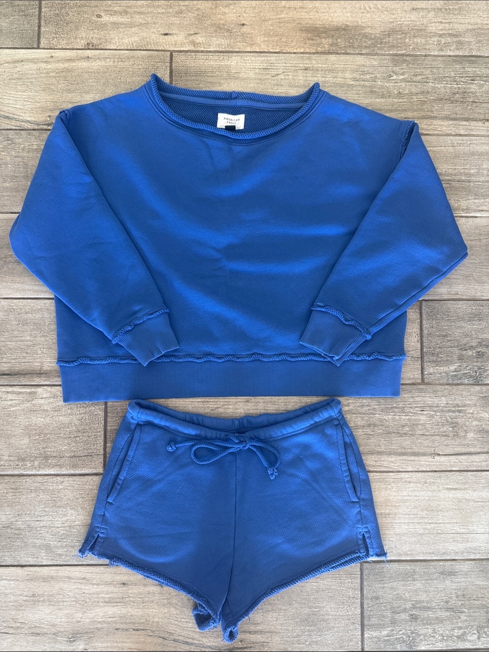 American Eagle Outfitters Blue Sweatshirt and Drawstring Shorts SET (2 Pcs)